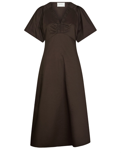 Neo Noir - Illana Poplin Kleid - Chocolate Brown